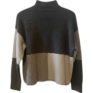 Paper Crane Colorblock Mock Neck‎ Knit Sweater Long Sleeve Patchwork Size S